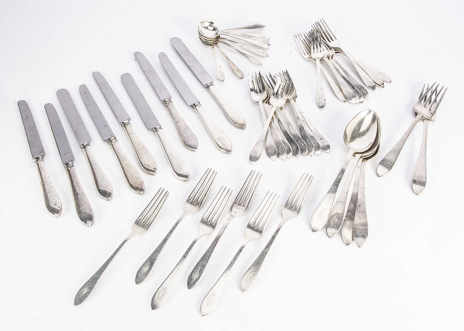 Lot 478 - An Art Deco part silver canteen of cutlery from Tiffany & Co