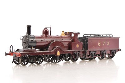 Lot 433 - Brass Kit/scratch built 0 Gauge 4-2-2 Loco & Tender Midland maroon 'Single'