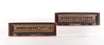 Lot 443 - Bing for Bassett Lowke 0 Gauge 1921 series GWR Lake livery coaches