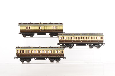 Lot 447 - Carette 0 Gauge Trio of GWR Clerestory Roof Passenger coaches