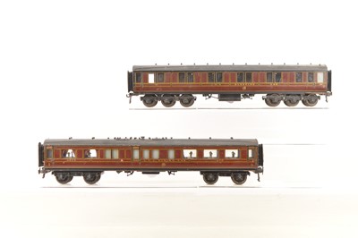 Lot 471 - Commercially built 0 Gauge pair of LMS Maroon lined out Passenger coaches