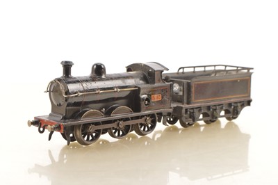 Lot 475 - Bing 0 Gauge 0-6-0 Loco & Tender LNWR lined black 'Cauliflower', Clockwork