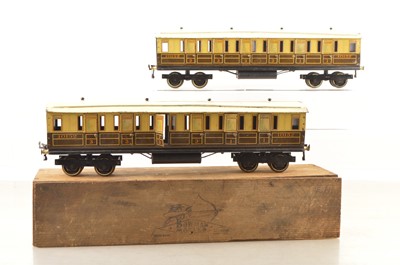 Lot 500 - Bowman 0 Gauge pair of GWR 1st/3rd Passenger coach