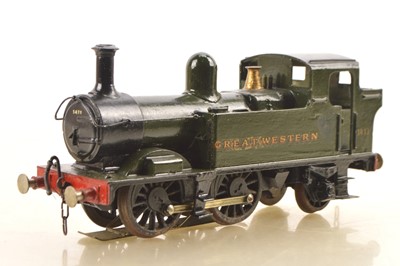 Lot 504 - Kit built white metal 0 Gauge 0-4-2 GWR green auto Tank Loco, 3-rail electric