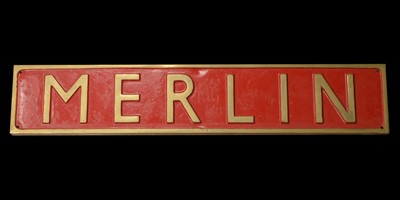 Lot 515 - Cast Brass Reproduction Locomotive Name Plate Merlin