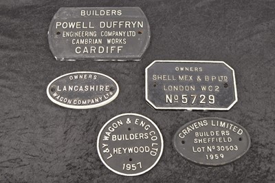 Lot 522 - Cast Iron Wagon Works Plates (5)