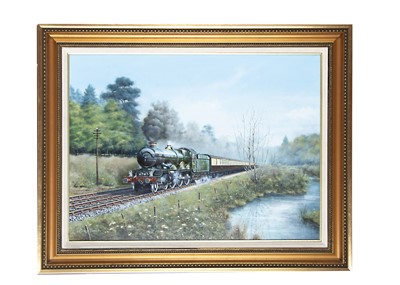 Lot 535 - Oil on Canvas Steam Passenger Train By Chris Woods