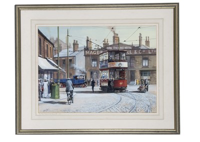 Lot 541 - Watercolour Tram Terminus at Tamworth 1927 By Ashley Best