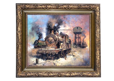 Lot 547 - Oil on Board Entitled The Carriage Heater By Barrie A F Clark