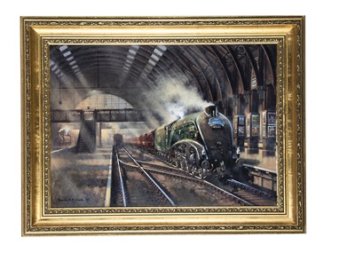 Lot 548 - Oil on Canvas The Elizabethan Train At Kings Cross By Barrie A F Clark