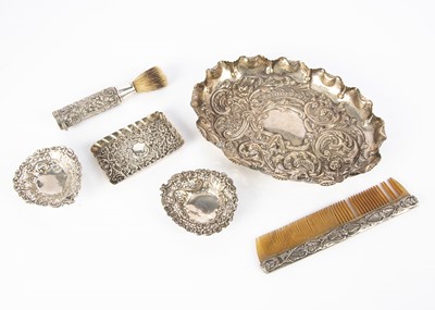 Lot 495 - A Victorian silver presentation tray and other silver items