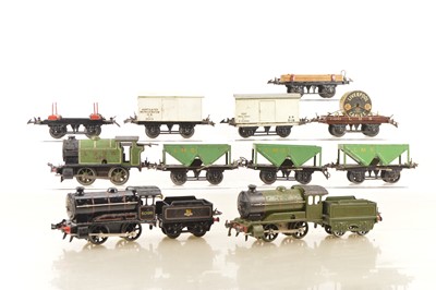 Lot 610 - Hornby 0 Gauge Post war Clockwork Locomotives and rolling stock