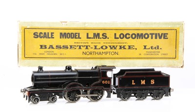 Lot 615 - Bassett lowke 0 Gauge 4-4--0 Loco & Tender LMS lined black class 2P