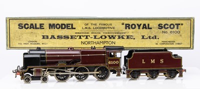 Lot 618 - Bassett lowke 0 Gauge 4-6-0 Loco & Tender LMS lined Maroon 'Royal Scot'