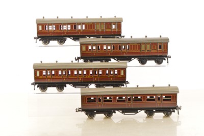 Lot 660 - Bing for Bassett Lowke 0 Gauge Group of 1921/24 series Midland/ LMS Coaches