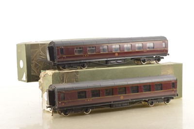 Lot 680 - Exley 0 Gauge pair of LMS K5 Side Corridor coaches