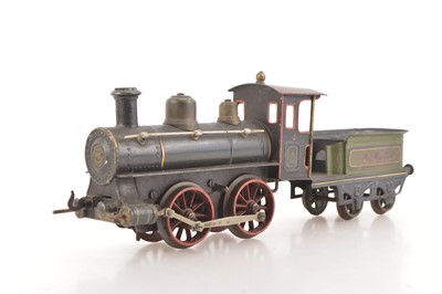 Lot 707 - Bing Gauge 1 0-4-0 Loco & Tender, clockwork, hand painted in black and hand lined