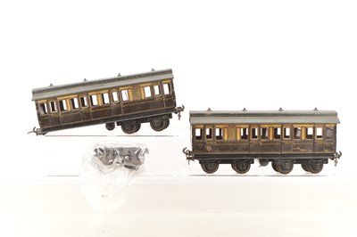 Lot 729 - Carette Gauge 1 pair of GWR Clerestory roof short wheel base Passenger coaches