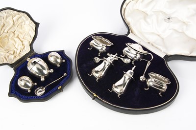 Lot 508 - Two cased silver cruet sets from Mappin & Webb