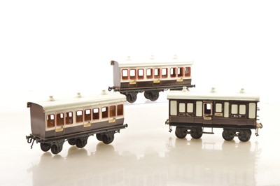 Lot 742 - Bing Gauge 1 Trio of early LNWR Passenger coaches