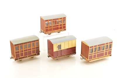 Lot 787 - Four G scale (0 Gauge) 'Talyllyn-style' 4-wheeled Coaches (4)