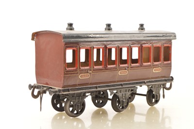 Lot 838 - Bing Gauge 3 (2.5 inch Gauge) MR lined 6-wheel Clemenson style All 3rd Passenger coach.