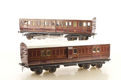 Lot 840 - Carette Gauge 3 pair of NER (North Eastern Railway) Crimson Livery  Passenger coaches