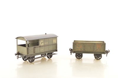 Lot 843 - Carette Gauge 2 pair of GWR Goods wagons