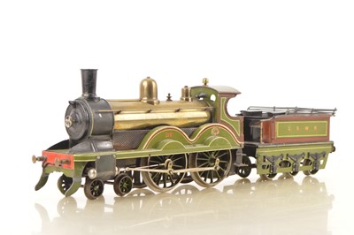 Lot 852 - Bing Gauge 4 4-4-0 Loco & Tender LSWR (London South Western Railway) 'Adams Flyer type' lined pea green, Live steam