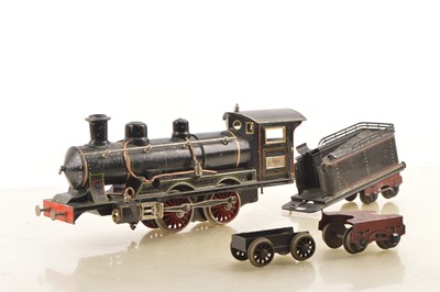 Lot 861 - Marklin Gauge 2 4-4-0 Loco & Tender Continental outline F E in lined black, clockwork