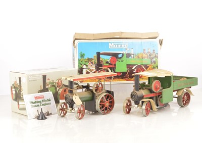 Lot 905 - A Mamod green live steam Wagon and Traction Engine