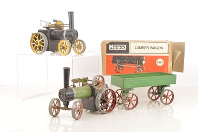 Lot 907 - Two Mamod live steam Traction Engines and an Open Wagon