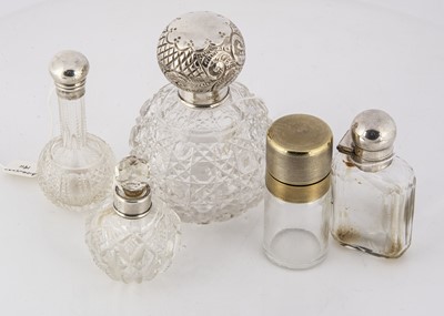 Lot 527 - Five Victorian and later clear glass scent bottles