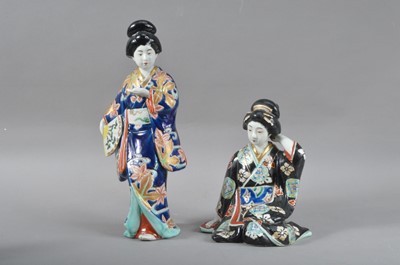 Lot 128 - Two early 20th century Japanese Kutani Geisha lady porcelain figurines