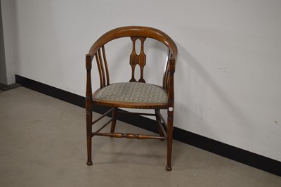 Lot 6 - An Edwardian inlaid mahogany elbow chair