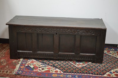 Lot 25 - A 17th  Century English oak coffer or blanket chest