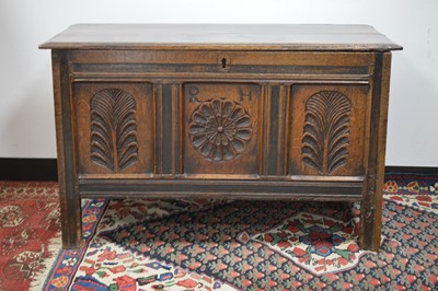 Lot 27 - A late 18th to early 19th Century country oak coffer