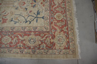 Lot 44 - An antique Turkish Ushak carpet with ivory coloured wool ground