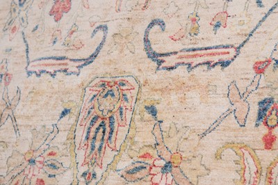 Lot 44 - An antique Turkish Ushak carpet with ivory coloured wool ground
