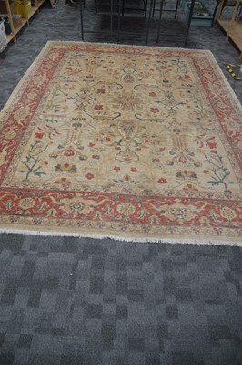 Lot 44 - An antique Turkish Ushak carpet with ivory coloured wool ground