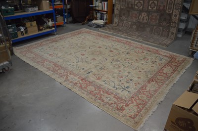Lot 44 - An antique Turkish Ushak carpet with ivory coloured wool ground