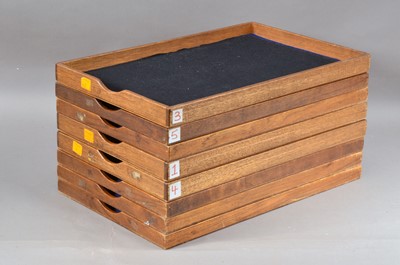 Lot 532 - A set of eight light wooden framed safe/jewellery trays
