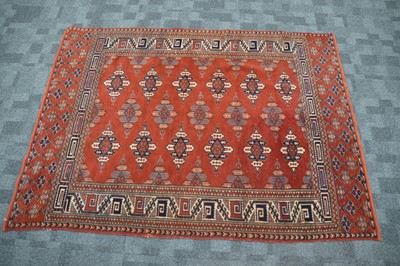 Lot 49 - A red ground Oriental Turkaman rug