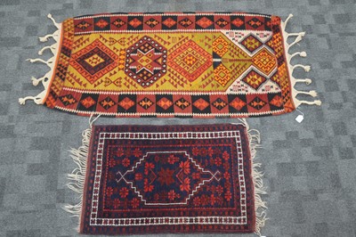 Lot 56 - Two Oriental rugs including a Persian style Kilim and a smaller Turkish rug