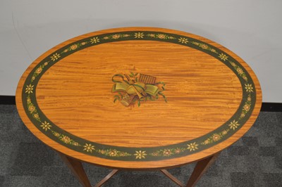 Lot 60 - A Georgian style painted satinwood Sheraton Revival butler's tray table