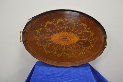 Lot 61 - A Sheraton style oval galleried tea tray