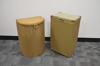 Lot 64 - Two Lloyd Loom style gold painted woven laundry baskets