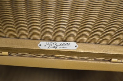Lot 64 - Two Lloyd Loom style gold painted woven laundry baskets