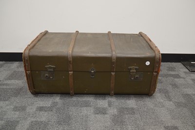 Lot 67 - An early 20th Century leather and wood framed steamer trunk