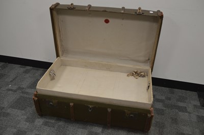 Lot 67 - An early 20th Century leather and wood framed steamer trunk